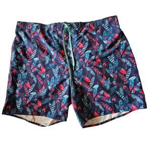 True Nation Men's Board Shorts with Blue Red Turquoise Surfboards Size 3XL